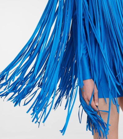 Shop Alexandre Vauthier Fringed Minidress In Capri Blue
