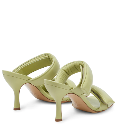 Gia Borghini X Pernille Teisbaek Perni 03 80 Green Leather Mules In Acid Green