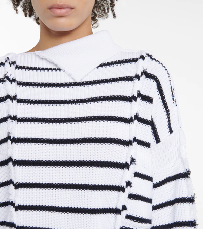 Shop Marni Striped Cotton Sweater In Lilly White