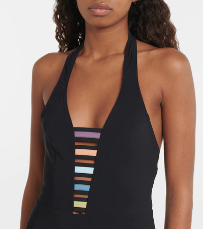 Shop Karla Colletto Beatrix Halterneck Swimsuit In Black Multi