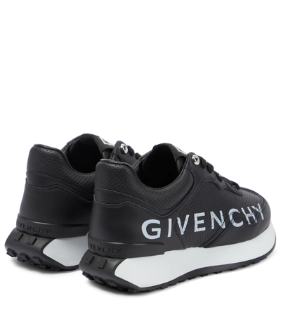 Shop Givenchy Giv Runner Logo Leather Sneakers In Black