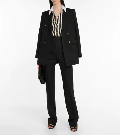 Shop Saint Laurent Striped Silk Shirt In Noir/naturel