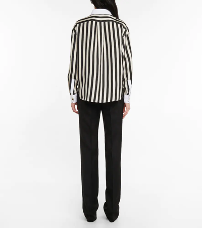 Shop Saint Laurent Striped Silk Shirt In Noir/naturel