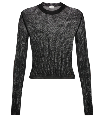 Shop Saint Laurent Ribbed-knit Top In Noir