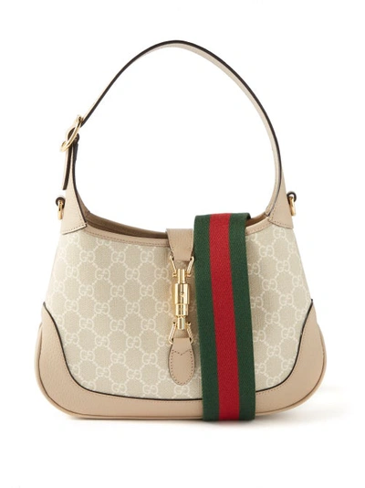 Gucci Jackie 1961 Small Gg Supreme And Leather Bag In Beige