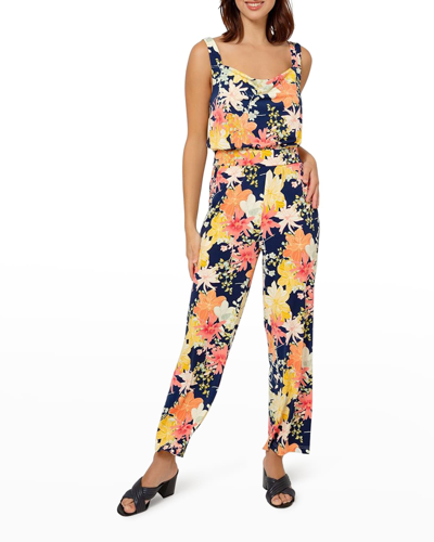 Shop Leota Isla Cropped Floral-print Jumpsuit In Ginko Floral