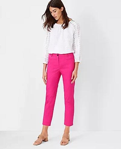 Shop Ann Taylor The Cotton Crop Pant In Pink Flare