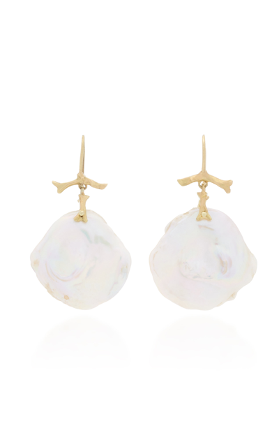 Shop Annette Ferdinandsen Women's 18k Gold Pearl Petal Earrings In White
