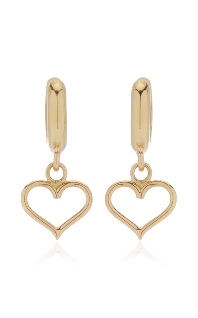 Shop Haute Victoire 18k Yellow Gold Heart Hoop Earrings