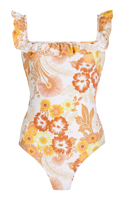 Shop Ephemera Women's Flounce Ruffled Floral One-piece Swimsuit In Multi