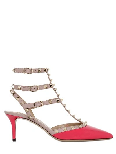 Shop Valentino 65mm Rockstud Patent Leather Pumps, Hot Pink In Fuchsia