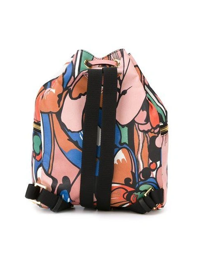Shop Marni Printed Drawstring Backpack - Multicolour