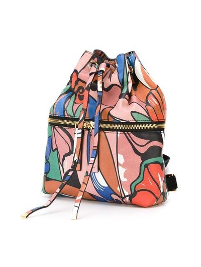 Shop Marni Printed Drawstring Backpack - Multicolour