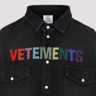 Shop Vetements Oversized Logo Shirt In Black