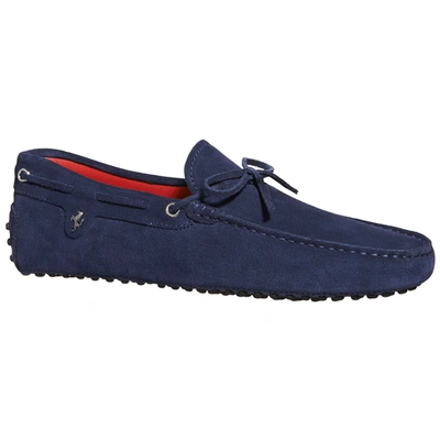Tod's For Ferrari Gommino Driving Shoes In Suede In Electric Blue