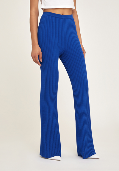 Shop Genny Blue Pleated Knitted Trousers