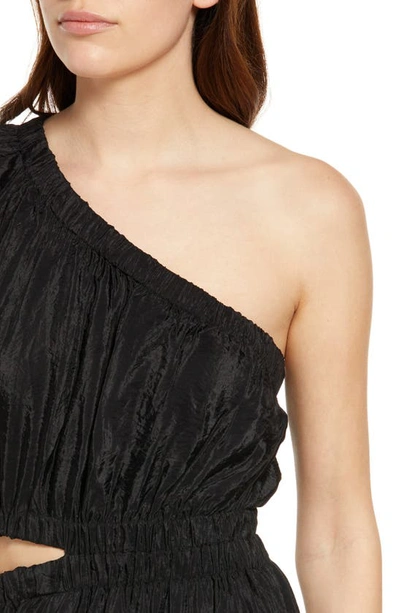 Shop Moon River One-shoulder Cutout Midi Dress In Black