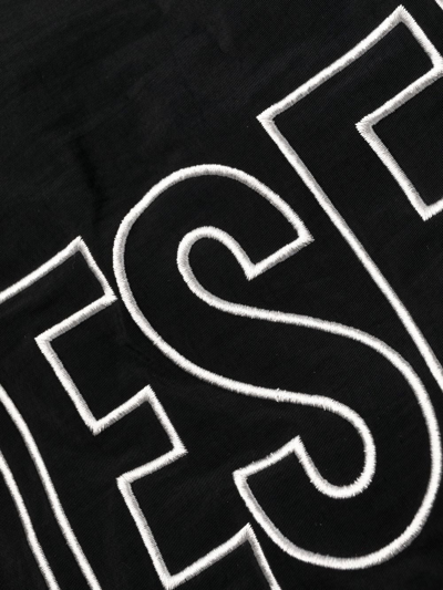 Diesel Embroidered-logo Swim Shorts In Schwarz