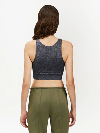 Palm Angels Cropped Printed Marled Stretch Top In Grey