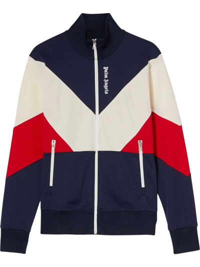 Palm Angels Colour-block Zipped Track Jacket In Blue