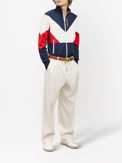 Palm Angels Colour-block Zipped Track Jacket In Blue