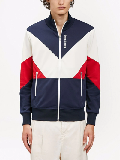 Palm Angels Colour-block Zipped Track Jacket In Blue