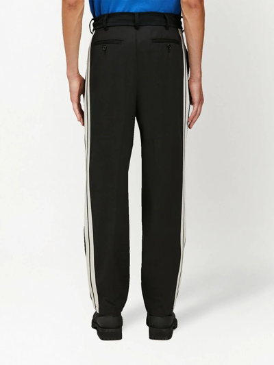 Shop Palm Angels Belted Straight-leg Trousers In Black
