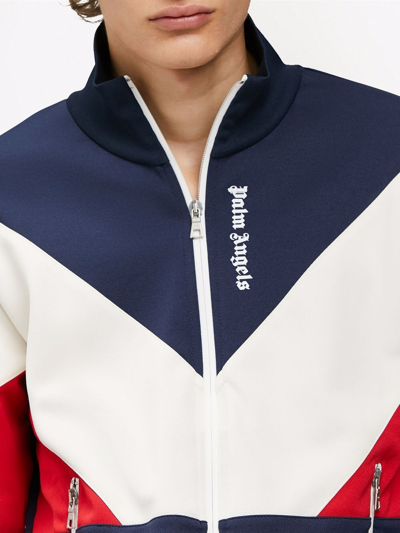 Shop Palm Angels Colour-block Track Jacket In Blue