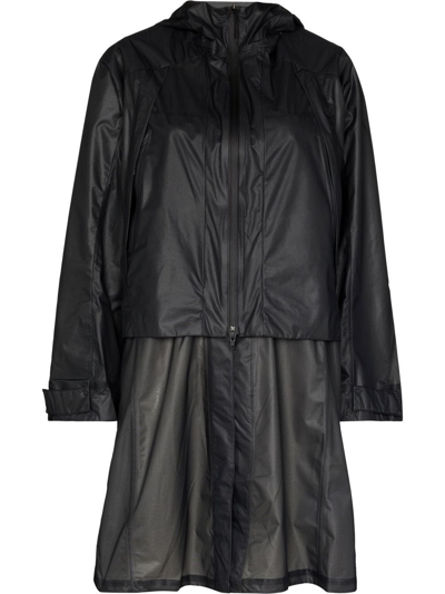 Shop Y-3 Hooded Midi Raincoat In Schwarz