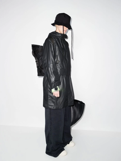 Shop Y-3 Hooded Midi Raincoat In Schwarz