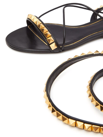 Valentino No Limit Rockstud Ankle-wrap Gladiator Sandals In Black