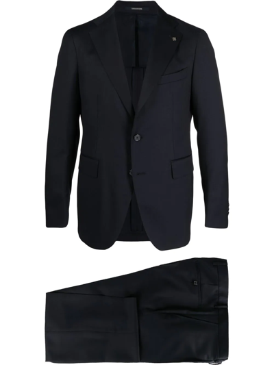 Tagliatore Single-breasted Virgin Wool Suit In Blau