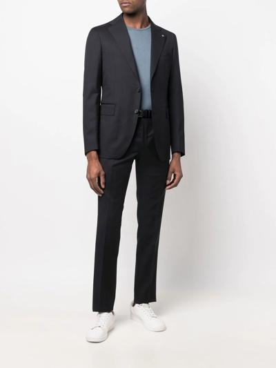 Tagliatore Single-breasted Virgin Wool Suit In Blau