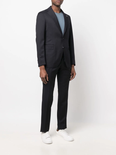 Shop Tagliatore Single-breasted Virgin Wool Suit In Blau