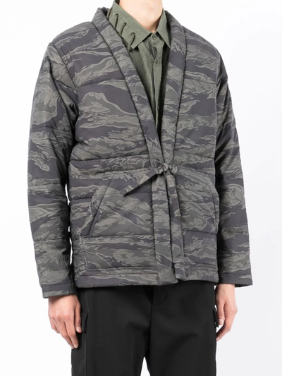 Shop Maharishi Camouflage-print Padded Jacket In Grey