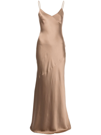 Shop L Agence Bias-cut V-neck Dress In Nude