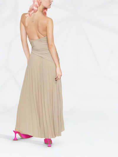 Shop Alexandre Vauthier Draped Asymmetric Dress In Nude