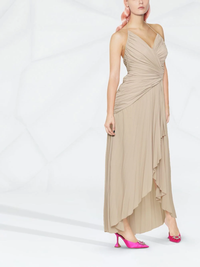 Shop Alexandre Vauthier Draped Asymmetric Dress In Nude