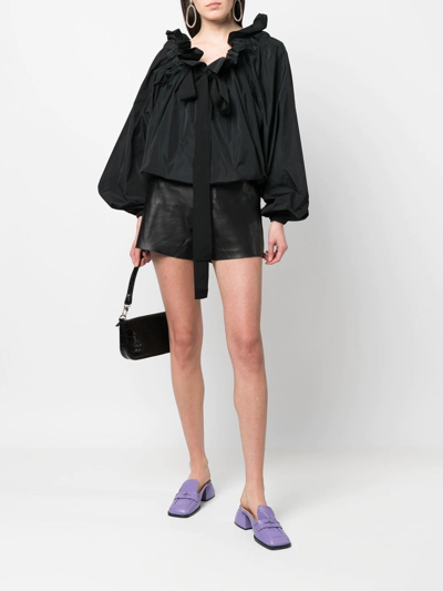 Patou Gros Grain Top With Gathered Collar In Schwarz