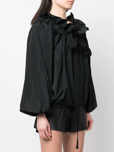 Patou Gros Grain Top With Gathered Collar In Schwarz