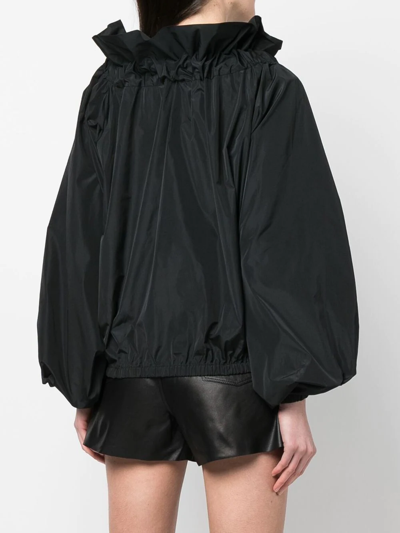 Patou Gros Grain Top With Gathered Collar In Schwarz