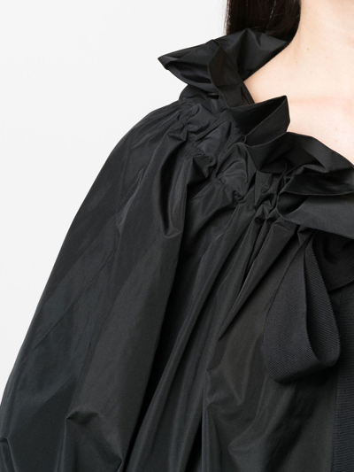 Patou Gros Grain Top With Gathered Collar In Schwarz
