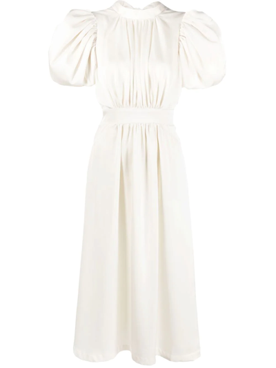 Rotate Birger Christensen + Net Sutain Cutout Pleated Recycled-satin Midi  Dress In White | ModeSens