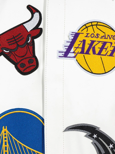 Jeff Hamilton Faux Leather Nba Bomber Jacket In Weiss