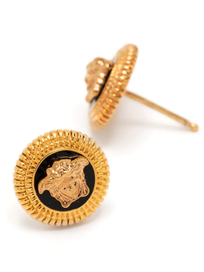 Shop Versace Medusa Head Stud Earrings In Gold