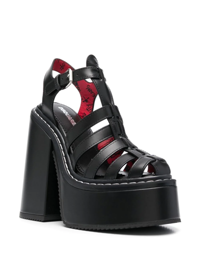 Shop Dsquared2 155mm Platform Sandals In Schwarz