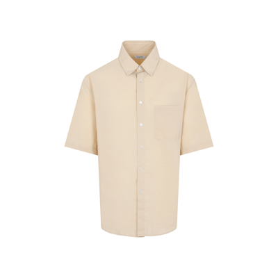 Shop Lemaire Regular Collar Short Sleeve Shirt In Brown