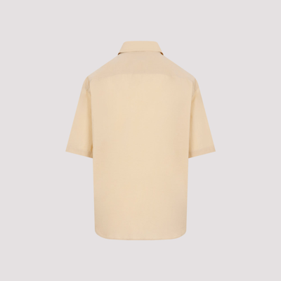 Shop Lemaire Regular Collar Short Sleeve Shirt In Brown