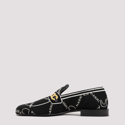 Shop Marni Trompe L`œil Jacquard Laofers Shoes In Black