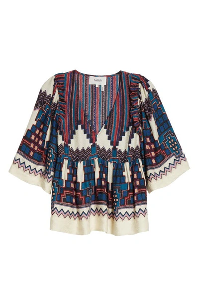 Shop Ba&sh Marry Print Peasant Top In Bleu